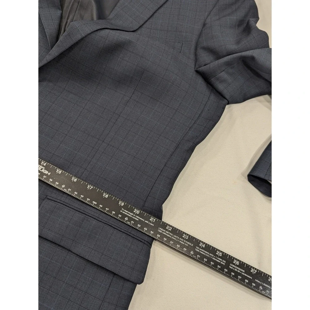 Hart Schaffner MARX Wool‎ Blazer Gray Subtle Window Pane Jacket 40L 44